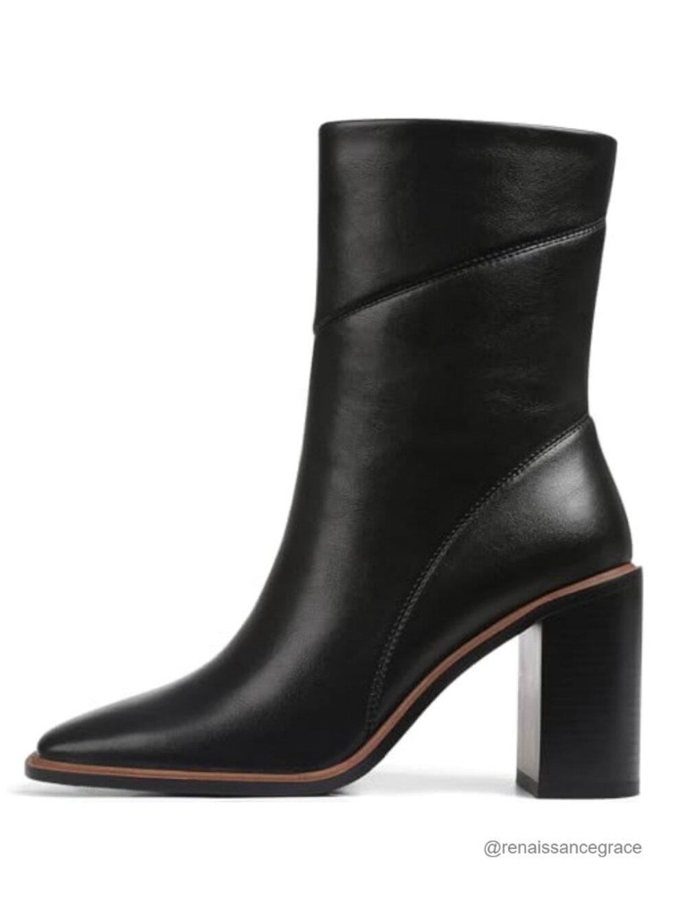 Women's Ankle Boots Chunky Block Heel Square Toe Faux Leather Zip Booties